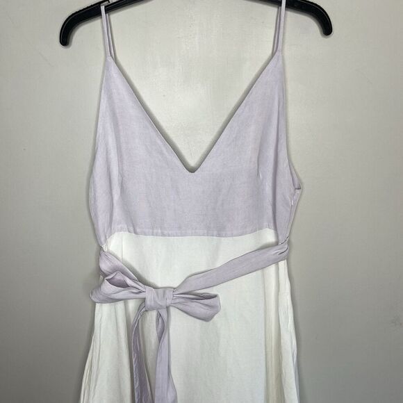 MATTHEW BRUCH Midi Dress Women 3 US 6 Colorblock Linen Blend Sleeveless USA - Picture 3 of 12